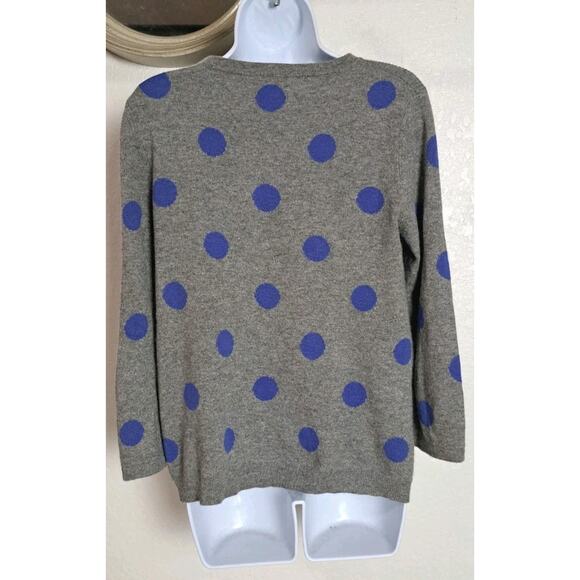 Garnet Hill 100% Cashmere Polka Dot Pullover Sweater 3/4 Sleeve Sz S Gray Blue - Picture 5 of 7